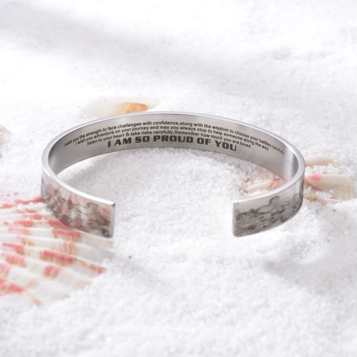 To My Daughter Cuff Bangle Bracelet "I Am So Proud Of You"-Jessemade AU