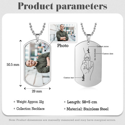 Custom Fist Bump Family Necklace with 1 Kid's Names Personalised Photo Dog Tag Necklace Father's Day Gifts-Jessemade AU