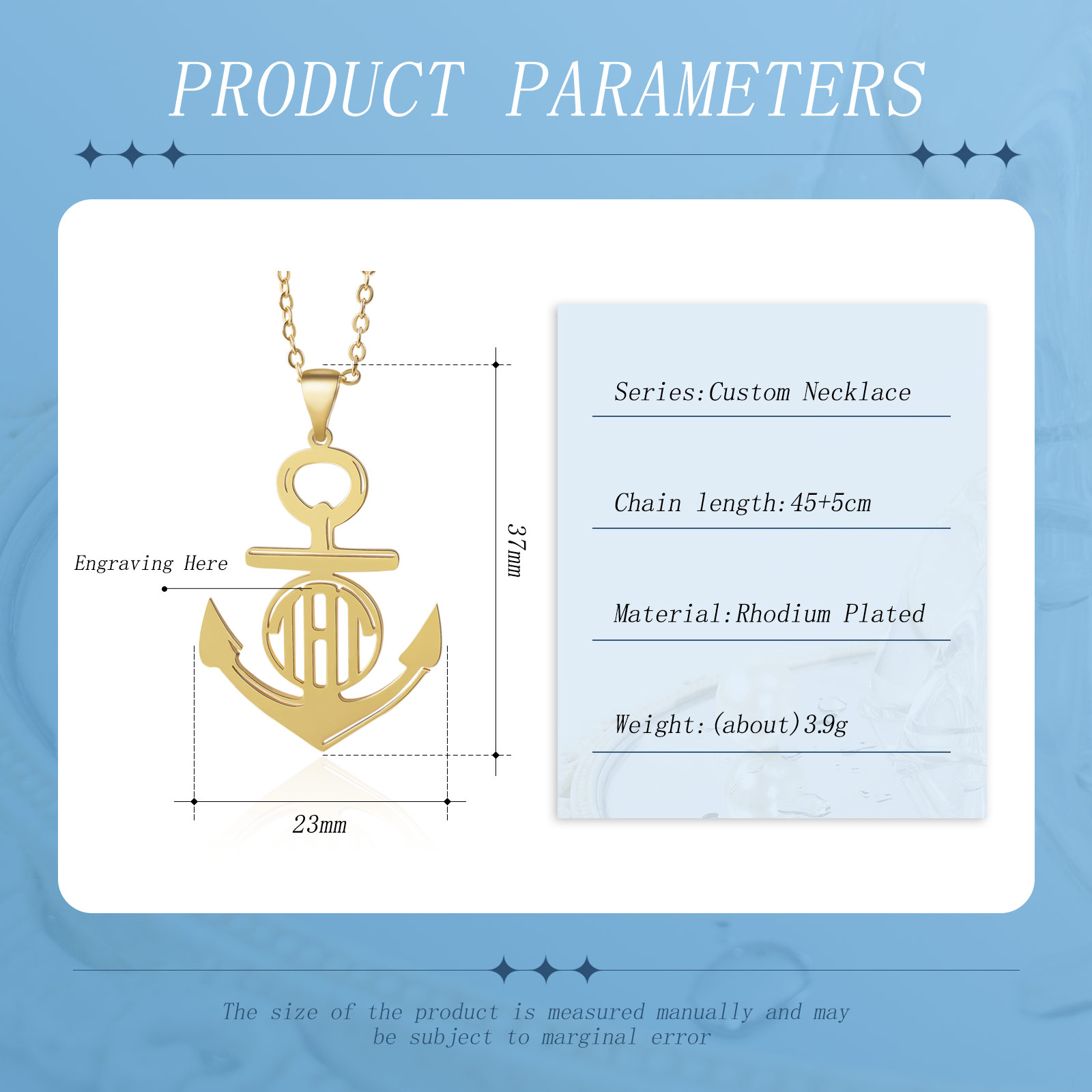 Anchor Letter Necklace Customised Necklaces Romantic Gift For Her-Jessemade AU