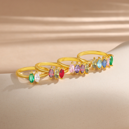 Personalised Women's Ring Custom 5 Birthstones Ring Gold Birthday Gift for Her-Jessemade AU