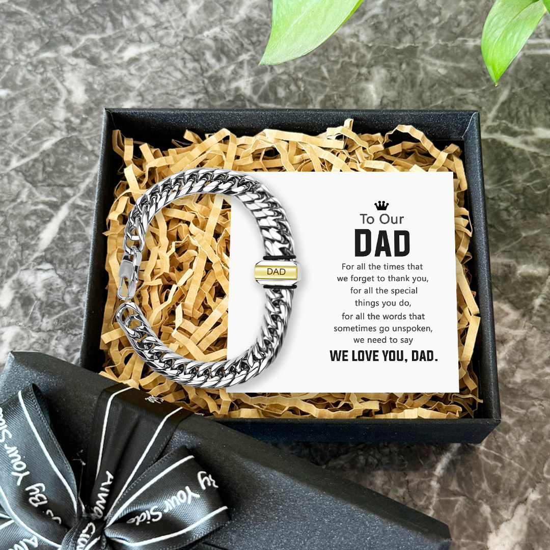 Personalised Mens Cuban Link Chain Bracelet Engraved Name 1 Bead Father's Day Gift