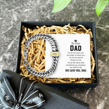 Personalised Mens Cuban Link Chain Bracelet Engraved Name 1 Bead Father's Day Gift