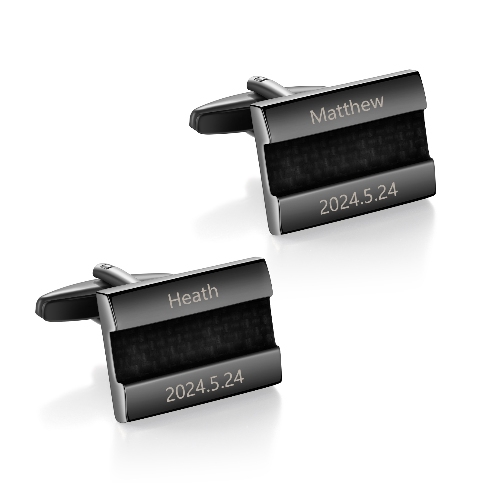 Personalised Men's Cufflinks Custom 2 Names Engraved 2 Dates Metal Cufflinks Wedding Gift for Him-Jessemade AU