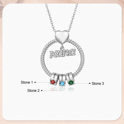 3 Names - Personalised Nana Necklace Custom Names & Birthstones Circle Pendant Necklace Gift for Grandma Nana-Jessemade AU