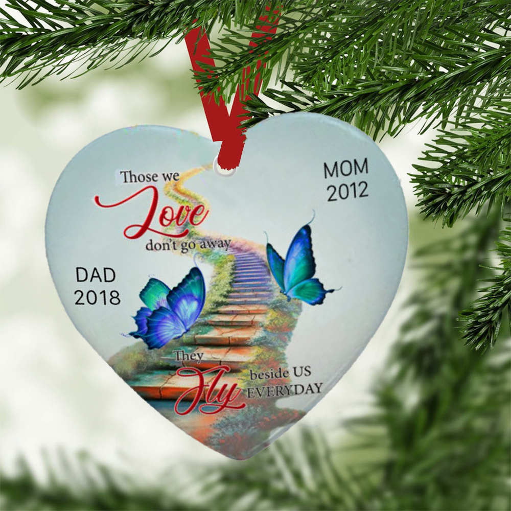 Personalised Heart Butterfly Ornament Custom Names Don't Go Away Memorial Ornament-Jessemade AU