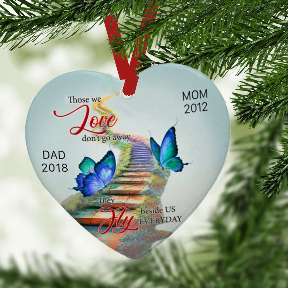 Personalised Heart Butterfly Ornament Custom Names Don't Go Away Memorial Ornament-Jessemade AU