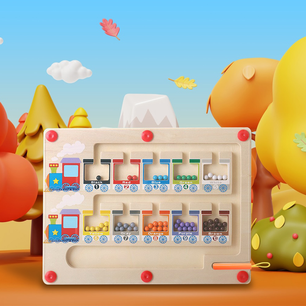 Magnet Maze Train Toy Wooden Magnetic Counting Board Set With Math Pen Number & Colour Maze Game Educational Toy Gift for Kids-Jessemade AU