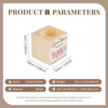 5 Names - Personalised Wooden Candle Holder Engraved Name Candlestick Grandparents Day Gift for Grandma-Jessemade AU