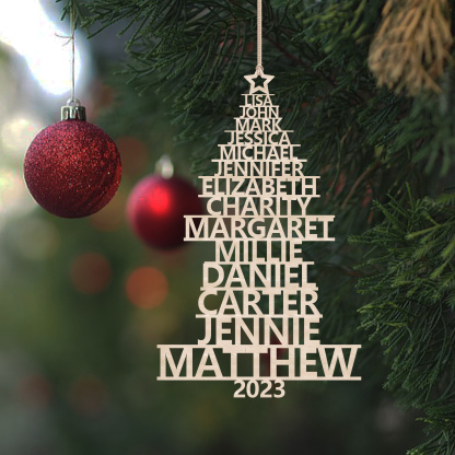 14 Names - Personalised Christmas Tree Ornaments Customised Name Xmas Wooden Decor Gifts for Family Friends-Jessemade AU