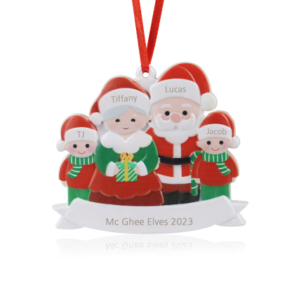 4 Names - Personalised Resin Santa Claus Hanging Ornaments Customised Name & Text Christmas Ornament Gift for Family Friends-Jessemade AU