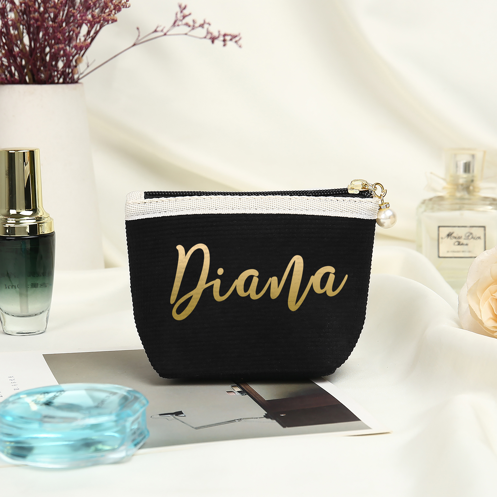 Personalised Name Cosmetic Bag Custom Makeup Bag Zipper Storage Bag Gifts for Ladies Girls-Jessemade AU