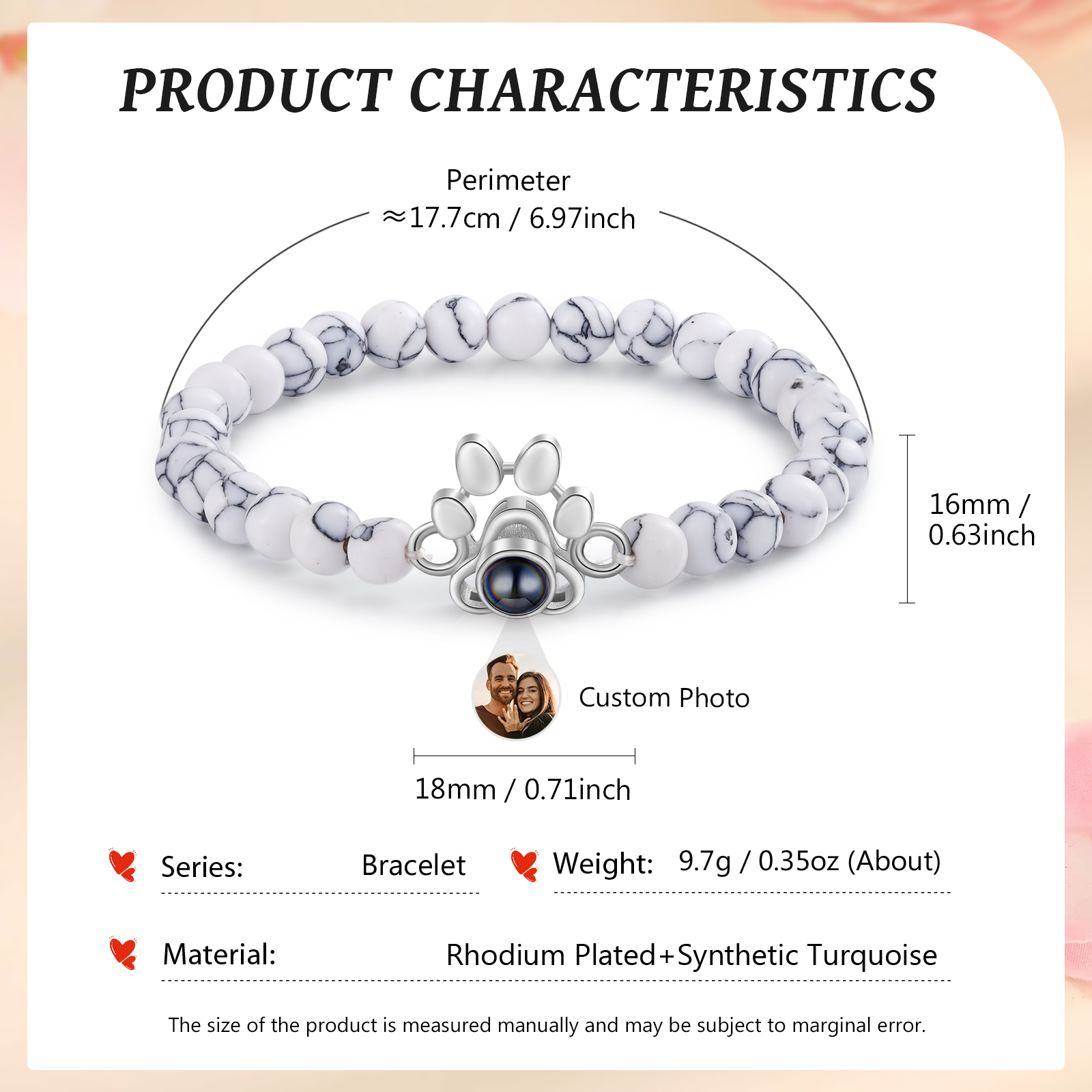 Personalised Dog Paw Projection Bracelet Customised Photo Bracelet Creative Gift for Her-Jessemade AU