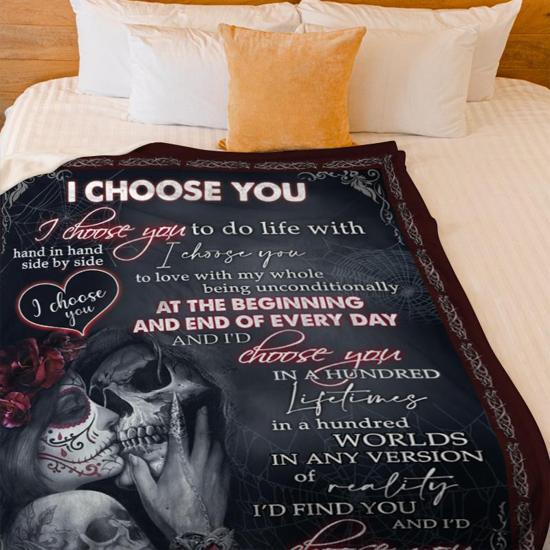 I Chose You To Do Life With Hand In Hand Side By Side, Flannel Blanket Gifts For Husband-Jessemade AU