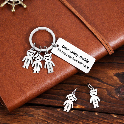 Personalised Kid Charm Keychain Engraved 1 Name Family Keychain for Him-Jessemade AU