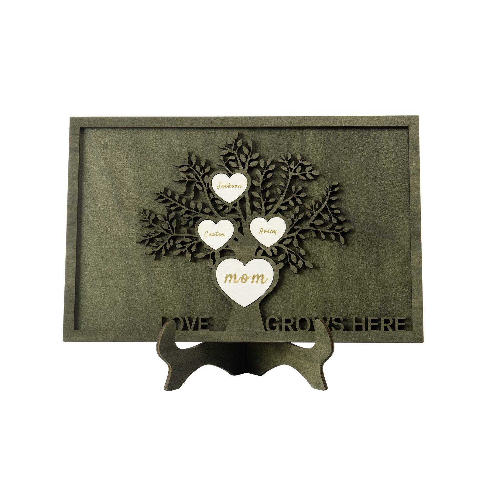 Family Tree Wood Frame Personalised Family Tree Sign Custom 4 Names Plaque-Jessemade AU