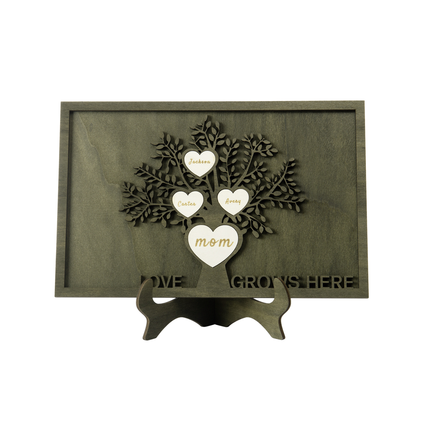 Family Tree Wood Frame Personalised Family Tree Sign Custom 4 Names Plaque-Jessemade AU