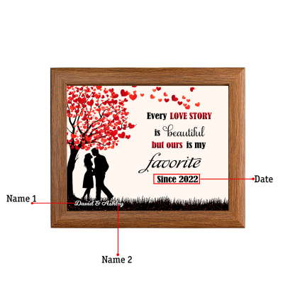 Personalised Couple Photo Frame Custom 2 Names & Date Frame Anniversary Gift For Him/Her -  Every Love Story is Beautiful, But Ours Is My Favourite-Jessemade AU
