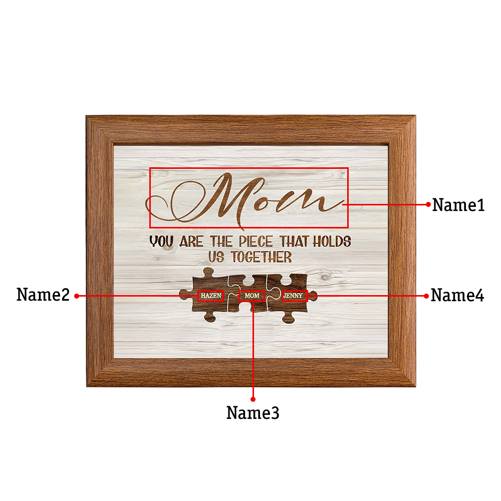 Personalised Puzzle Picture Frame With Light Custom 4 Names Home Decor - You are the piece that holds us together-Jessemade AU