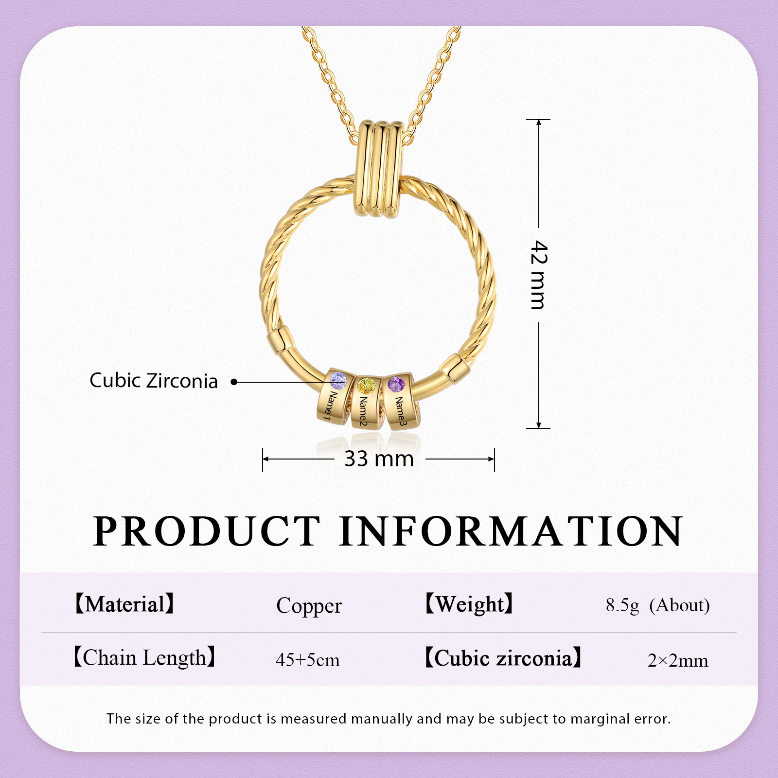 3 Names - Personalised Circle Pendant Necklace Custom Birthstones & Names Necklace Birthday Gift for Her-Jessemade AU