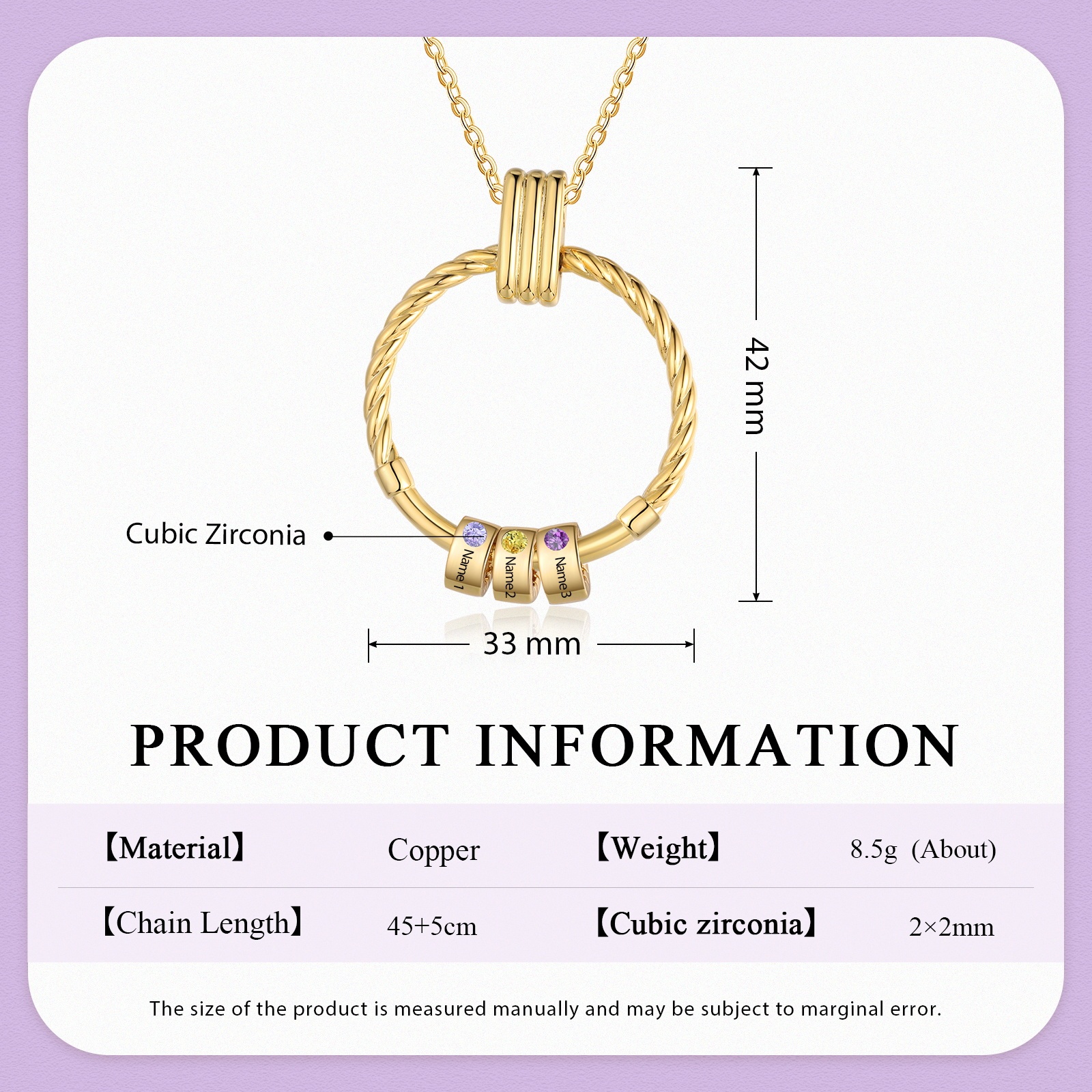 3 Names - Personalised Circle Pendant Necklace Custom Birthstones & Names Necklace Birthday Gift for Her-Jessemade AU