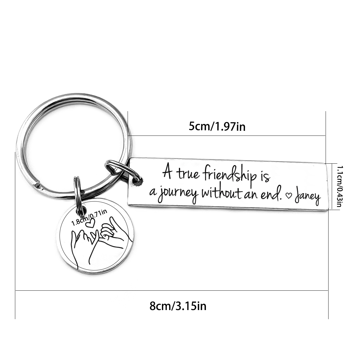Custom Name Sister Keychain Pinky Swear Keyring "A True Friendship Is A Journey Without An End" Gift For Friend/Bestie-Jessemade AU