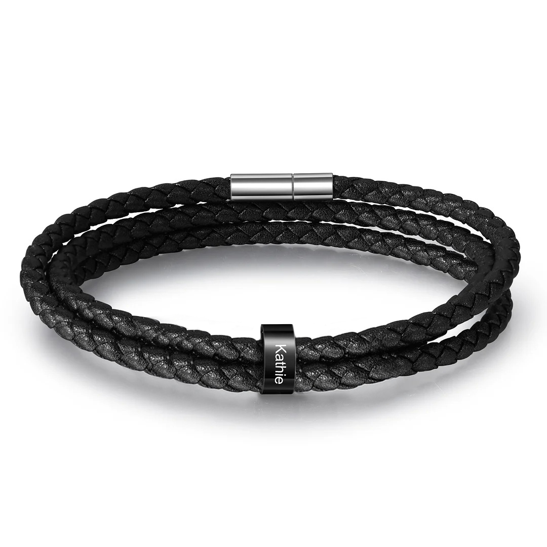 Men Braided Leather Bracelets with 1 Bead Bracelet Gifts for Him-Jessemade AU