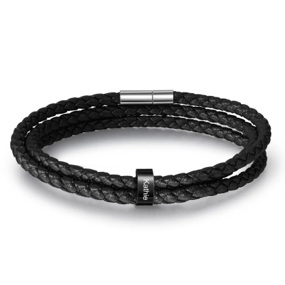Men Braided Leather Bracelets with 1 Bead Bracelet Gifts for Him-Jessemade AU