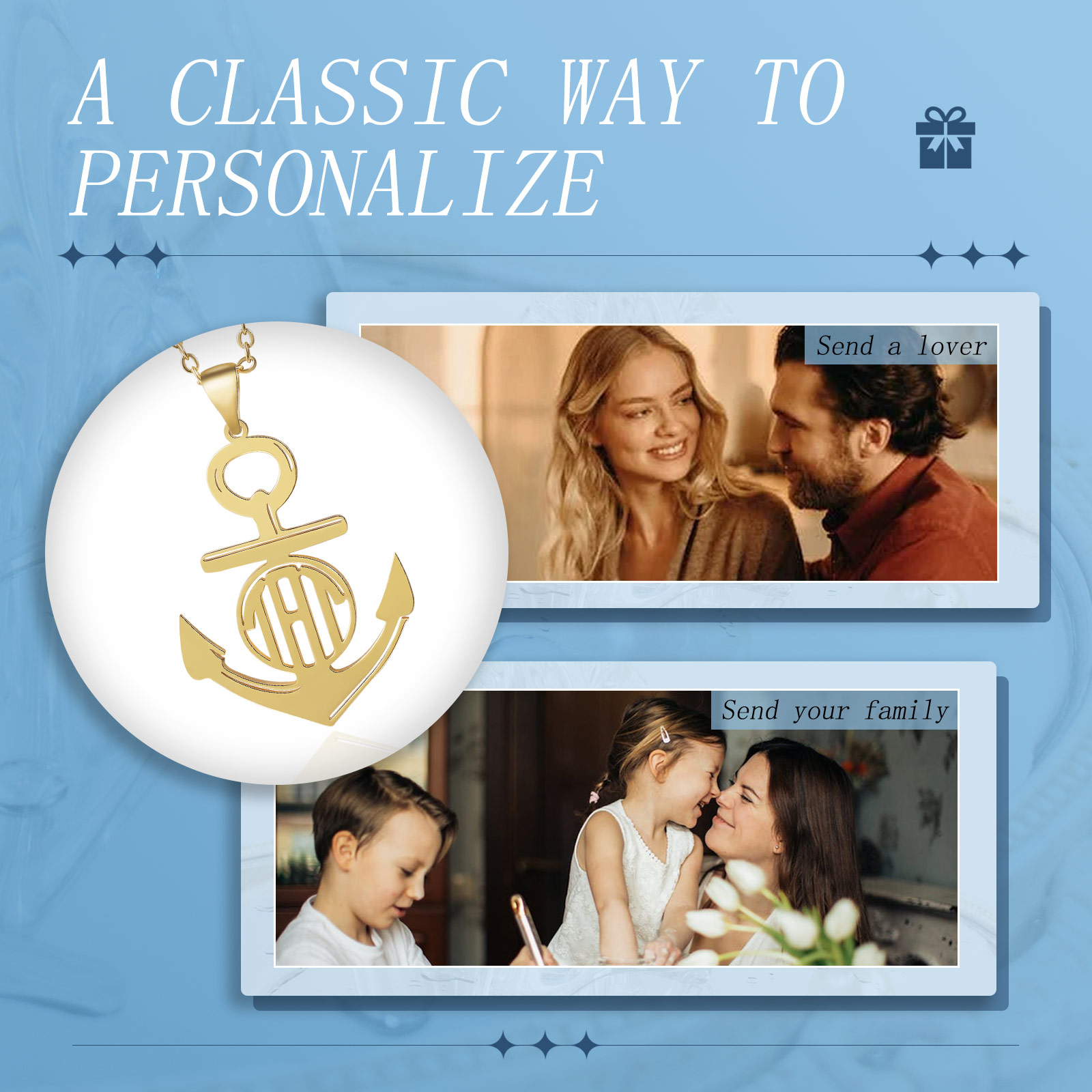 Anchor Letter Necklace Customised Necklaces Romantic Gift For Her-Jessemade AU