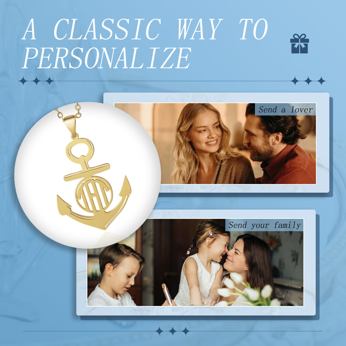 Anchor Letter Necklace Customised Necklaces Romantic Gift For Her-Jessemade AU