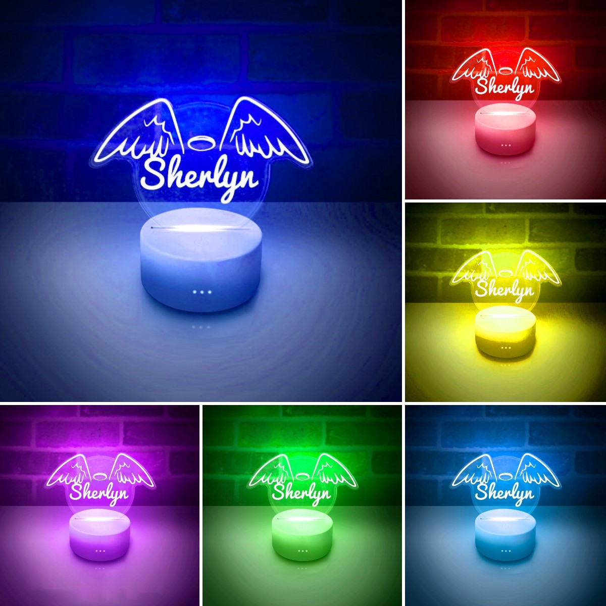 Personalised 7 Colours Changing Night Light Custom Name Wings LED Lamp Gifts For Kids-Jessemade AU