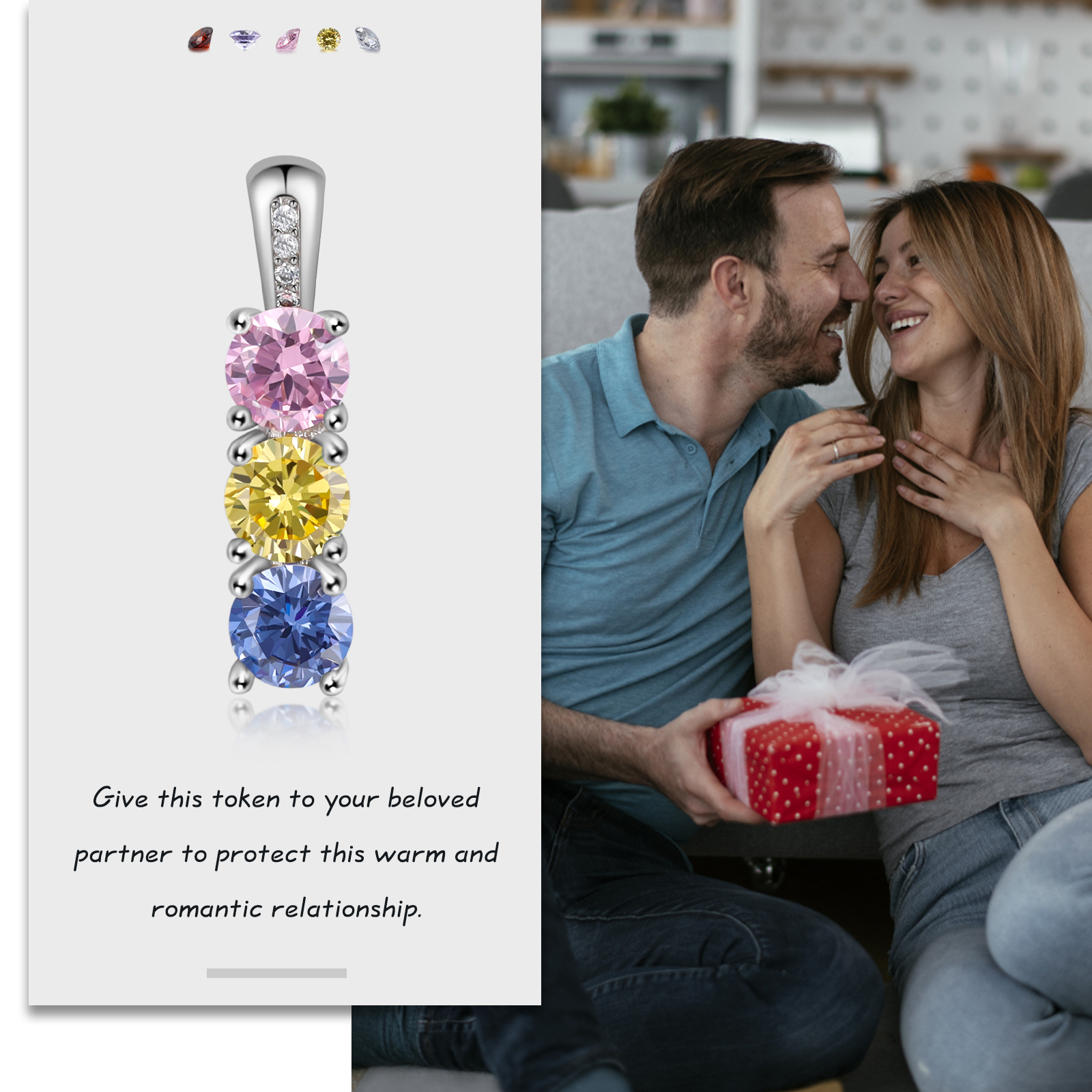 Family Birthstone Necklace Personalised 3 Stones Family Tribal Necklace for Her-Jessemade AU