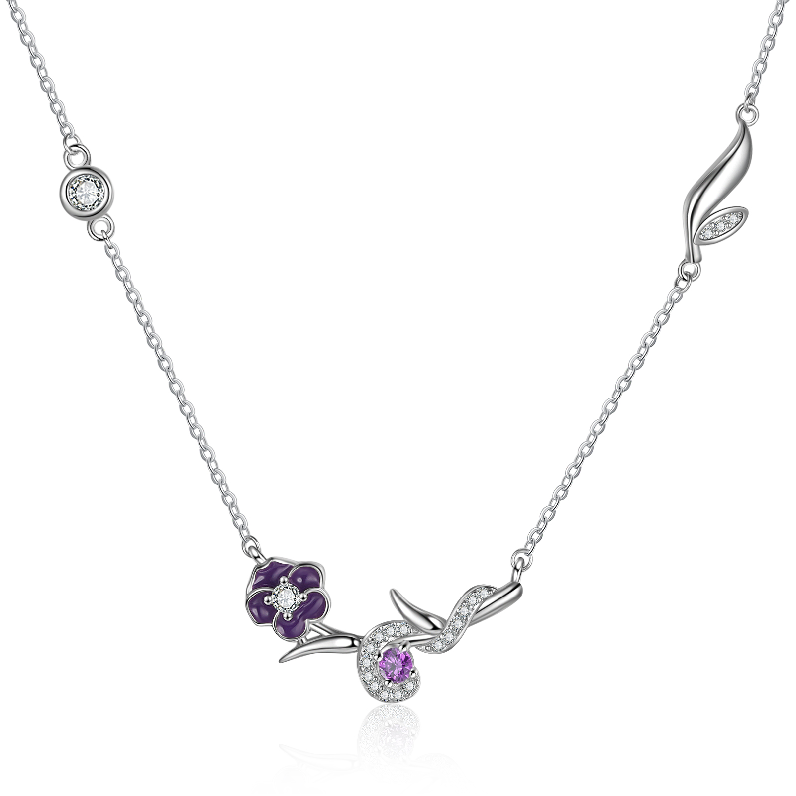 Personalised February Birthflower Necklace With Birthstone Best Gift For Her-Jessemade AU