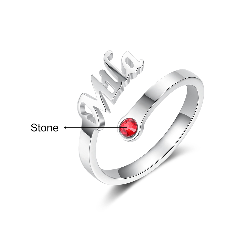 Personalised Birthstone Ring Custom 1 Name Best Gift For Women-Jessemade AU