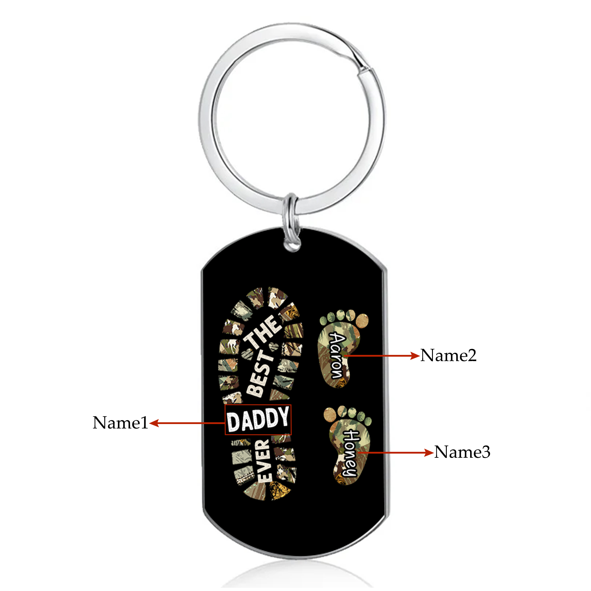 Personalised 3 Names Keychain Custom Dad Shoe Baby Feet Keychain Father's Day Gift for Father/Grandpa-Jessemade AU