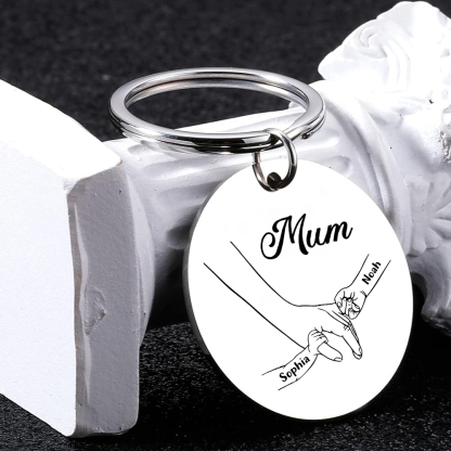 2 Names - Personalised Text Keychain Holding Hands Keychain Mother's Day Gifts For Grandma/Mother-Jessemade AU