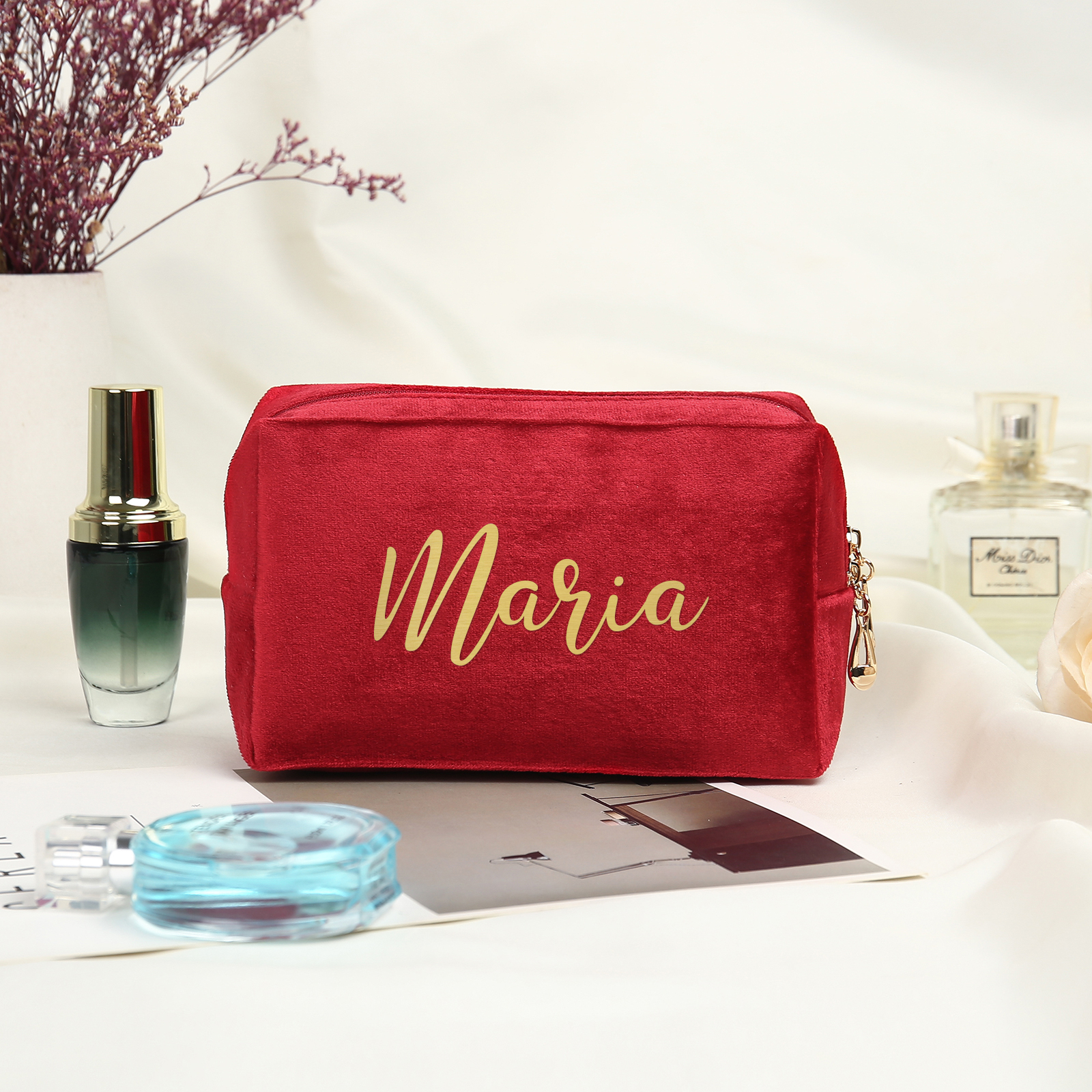 Personalised Name Cosmetic Bag Zipper Makeup Bag Jewelry Storage Bag Gifts for Ladies Girls-Jessemade AU