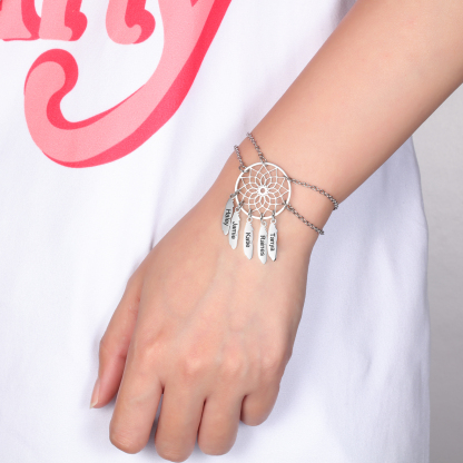 Personalised Dream Catcher 3 Names Bracelet For Ladies-Jessemade AU