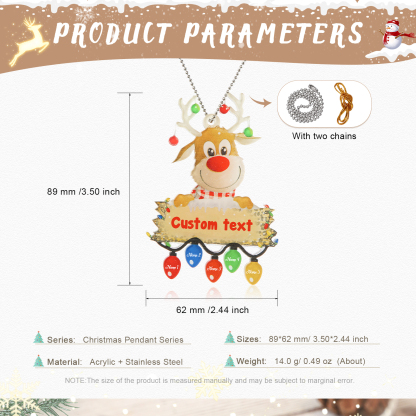 5 Names - Personalised Acrylic Christmas Reindeer Ornaments Customised Text & Name Xmas Pendant Gifts for Family-Jessemade AU