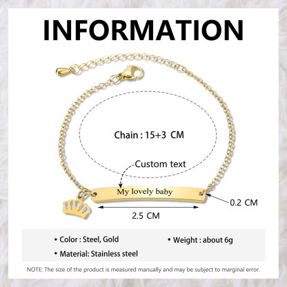 Custom 1 Name Bracelet Personalised Crown Bracelet Love Gifts For Her-Jessemade AU
