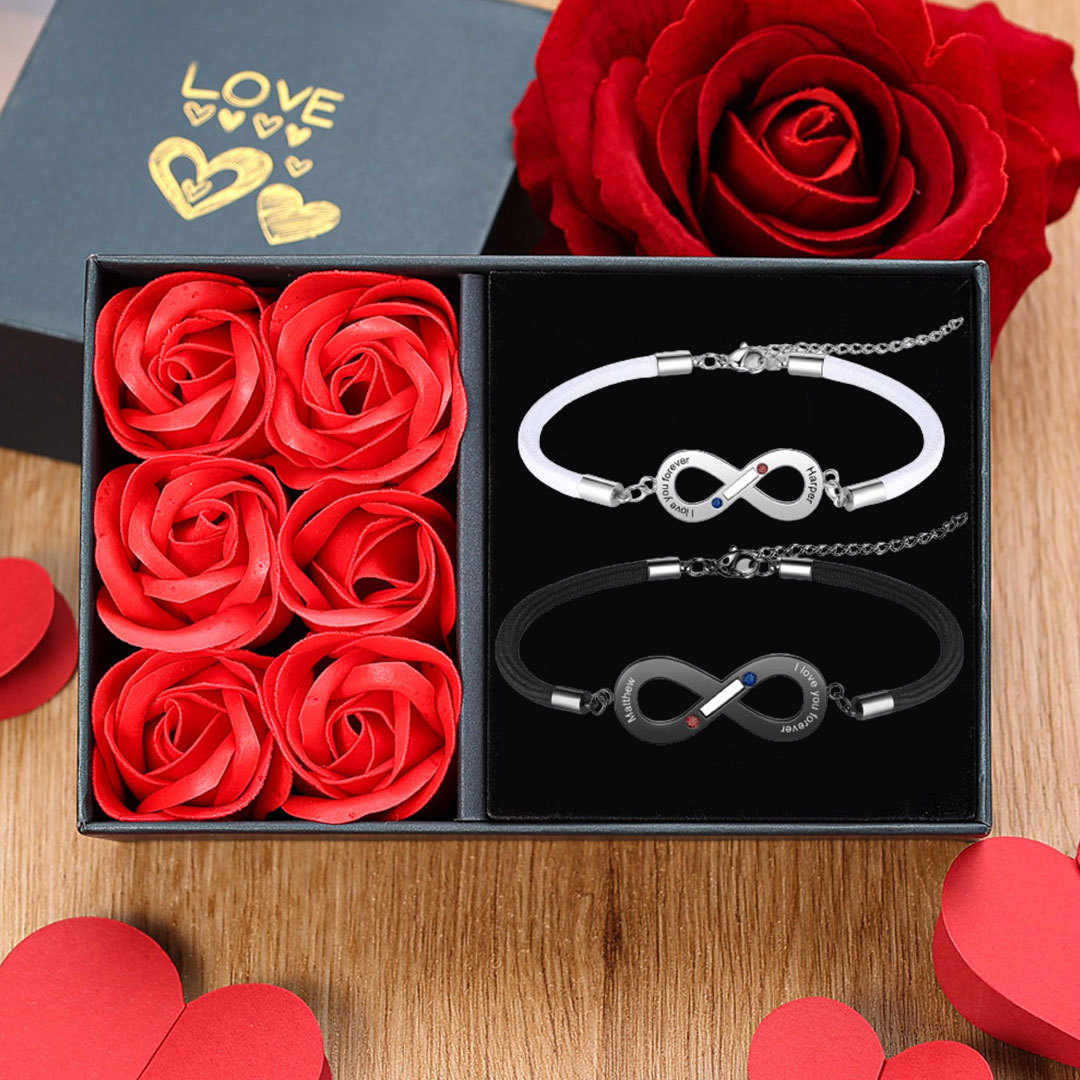 Valentine's Day Gifts 2024 Couple Infinity Bracelet Set with Birthstones-Jessemade AU