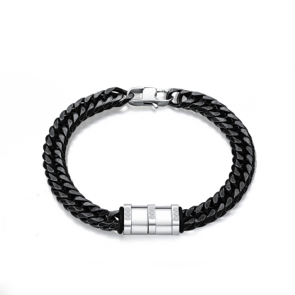 Personalised Black Stainless Steel Bracelet Custom 2 Names Men's Women's Bracelets For Couple-Jessemade AU