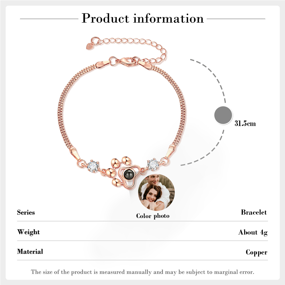 Personalised Projection Bracelet Love Style Paw Photo Bracelet Gifts for Her-Jessemade AU