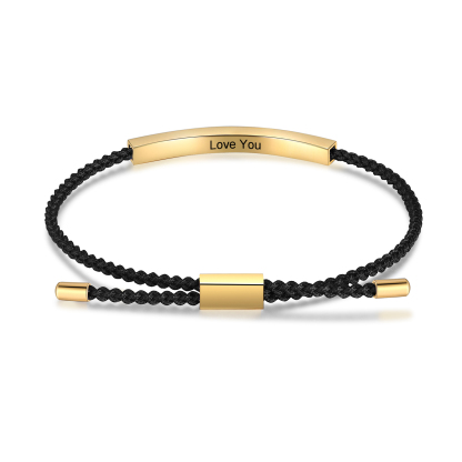 Personalised Braided Rope Bracelet Custom Name & Text Bar Bracelet for Her/Him-Jessemade AU