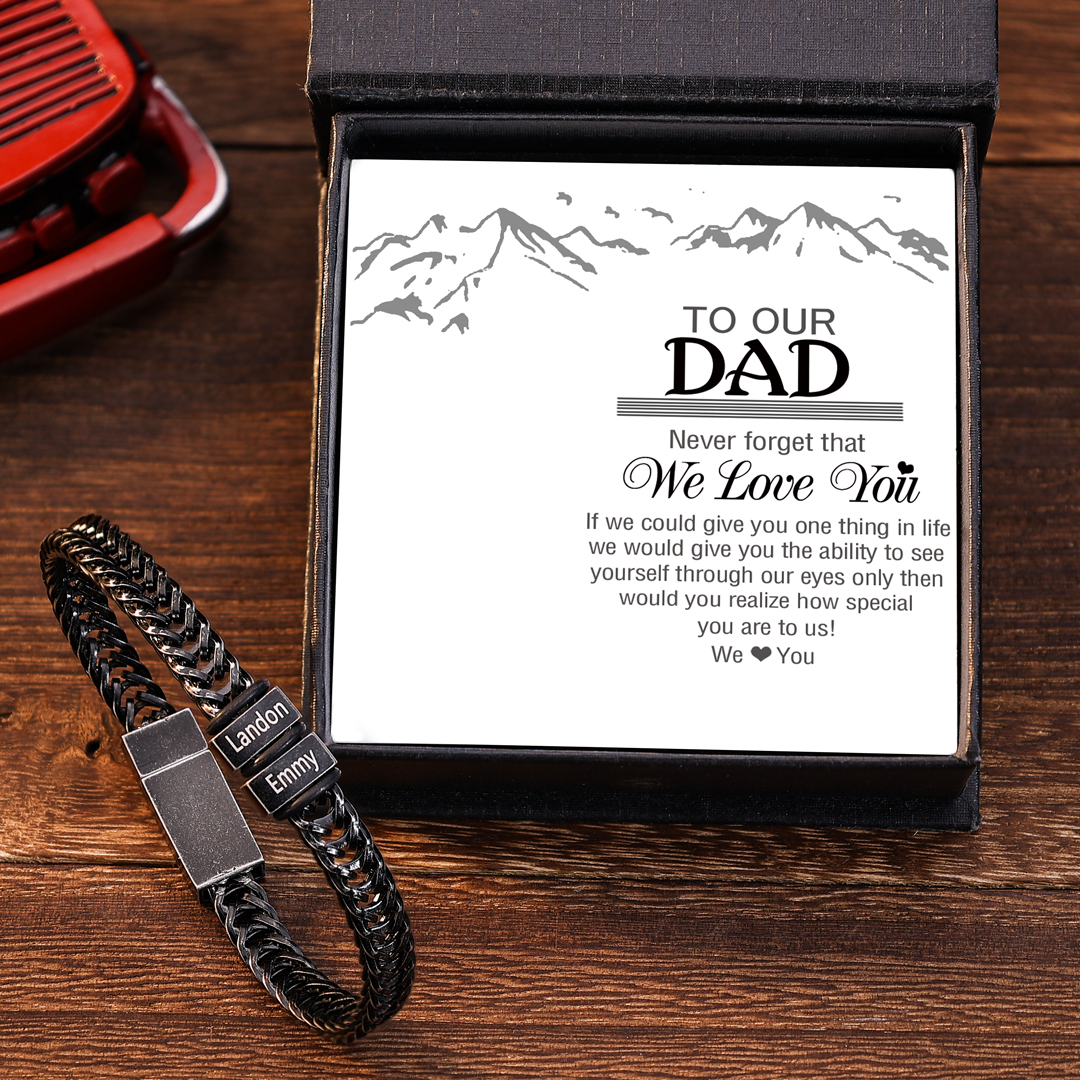 2 Names - Men's Vintage Bracelet Customised Name Stainless Steel Bracelet Personalised Gift for Dad-Jessemade AU