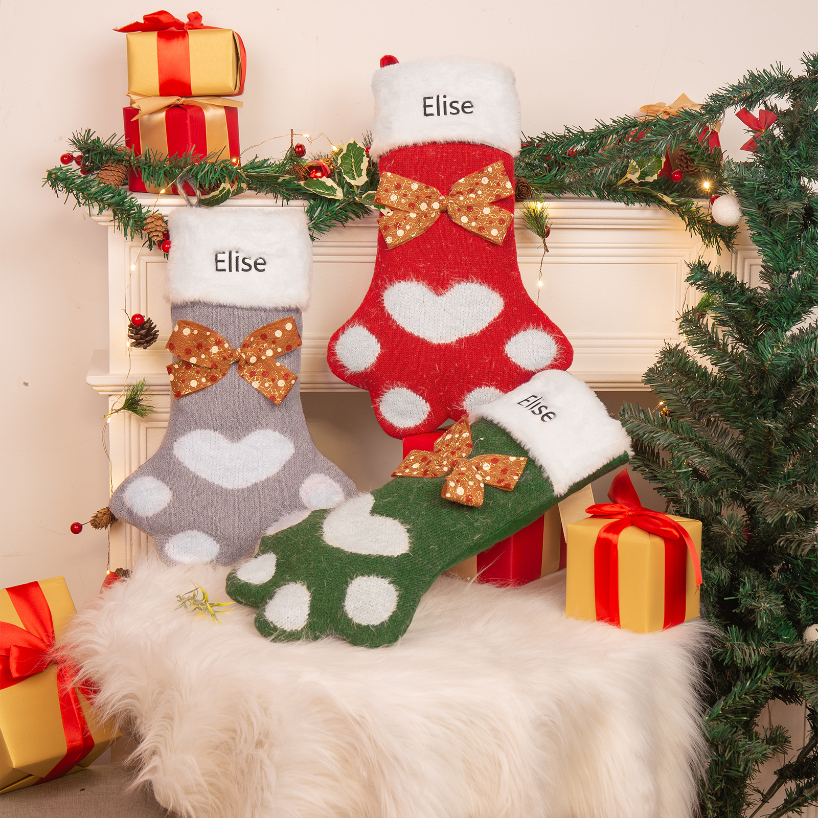 Personalised Christmas Stockings Gift Bag Customised 1 Name Christmas Sock Ornament Gift for Family Friends-Jessemade AU