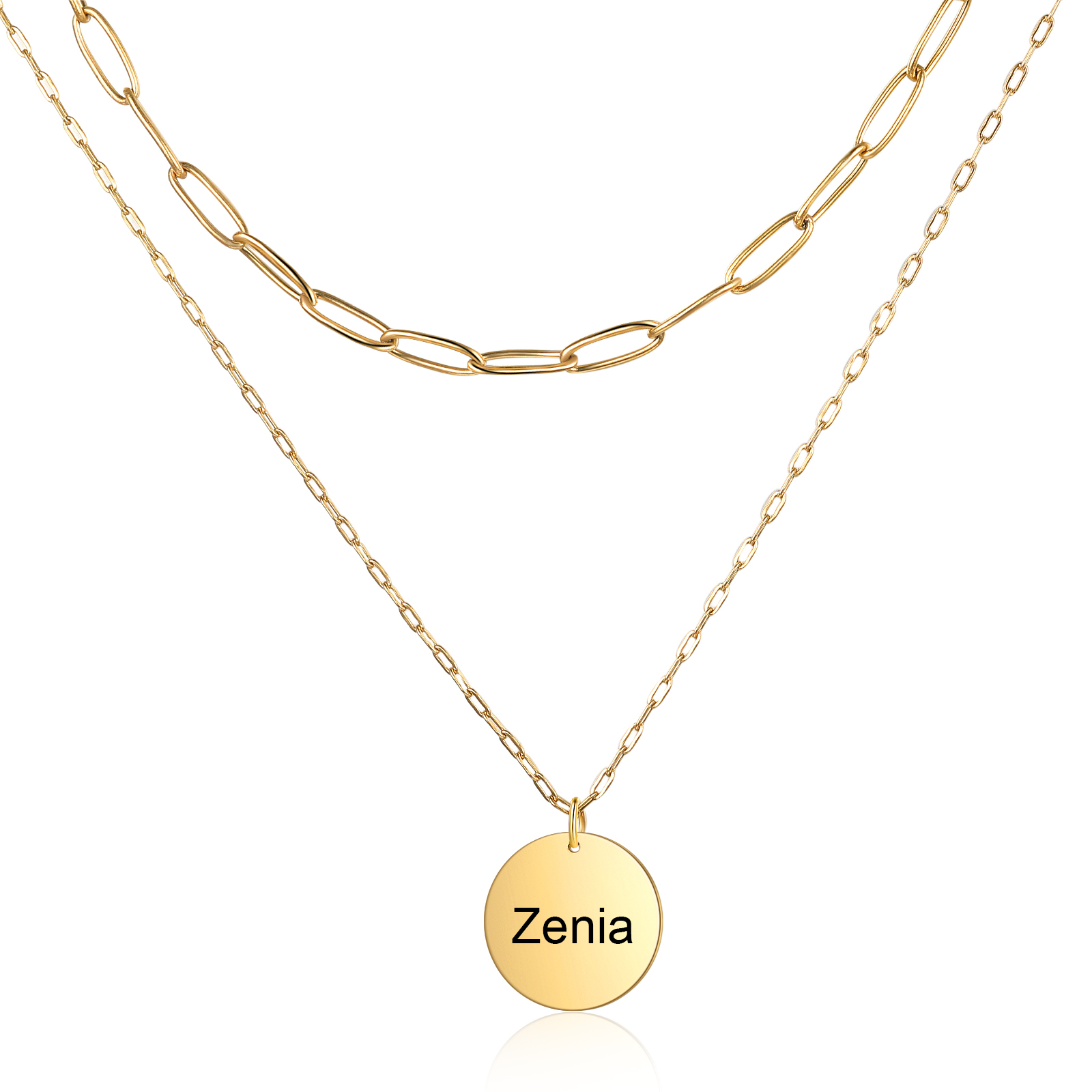 Personalised Double Necklace With 2 Birthflowers Engraved Name Gift For Her-Jessemade AU