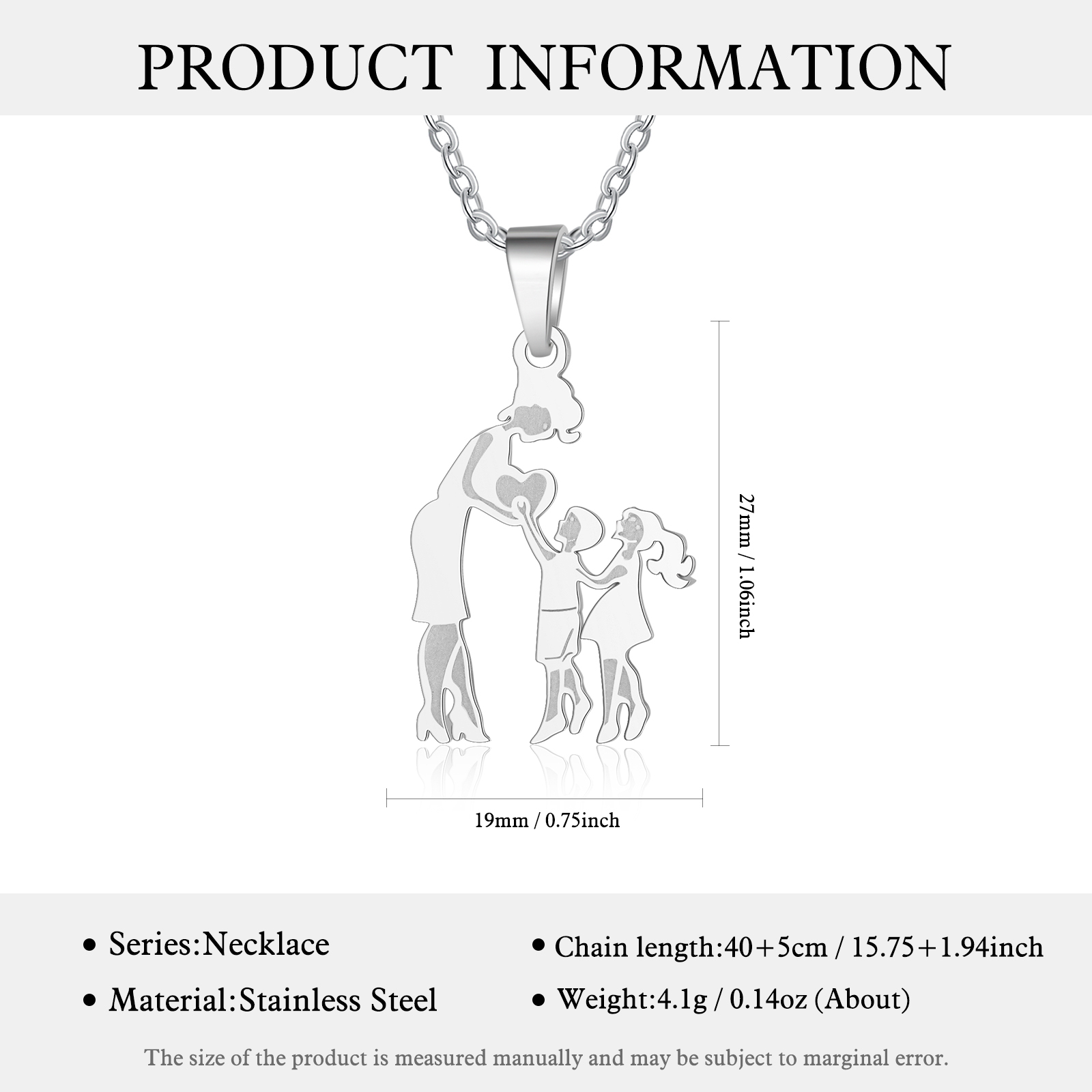 Women Necklace Mother & Son & Daughter Pendant Necklace Stainless Steel Mother's Day Gifts for Mum-Jessemade AU