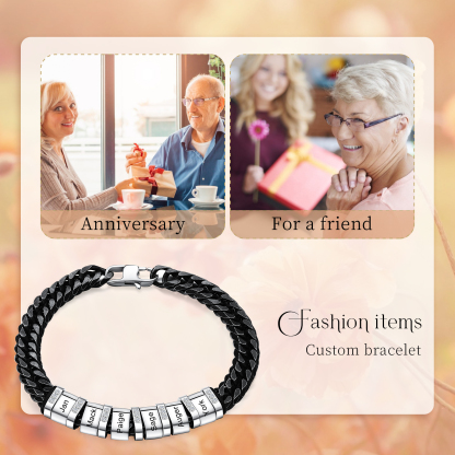 Personalised Black Stainless Steel Bracelet Custom 6 Names Men's Women's Bracelets For Couple-Jessemade AU