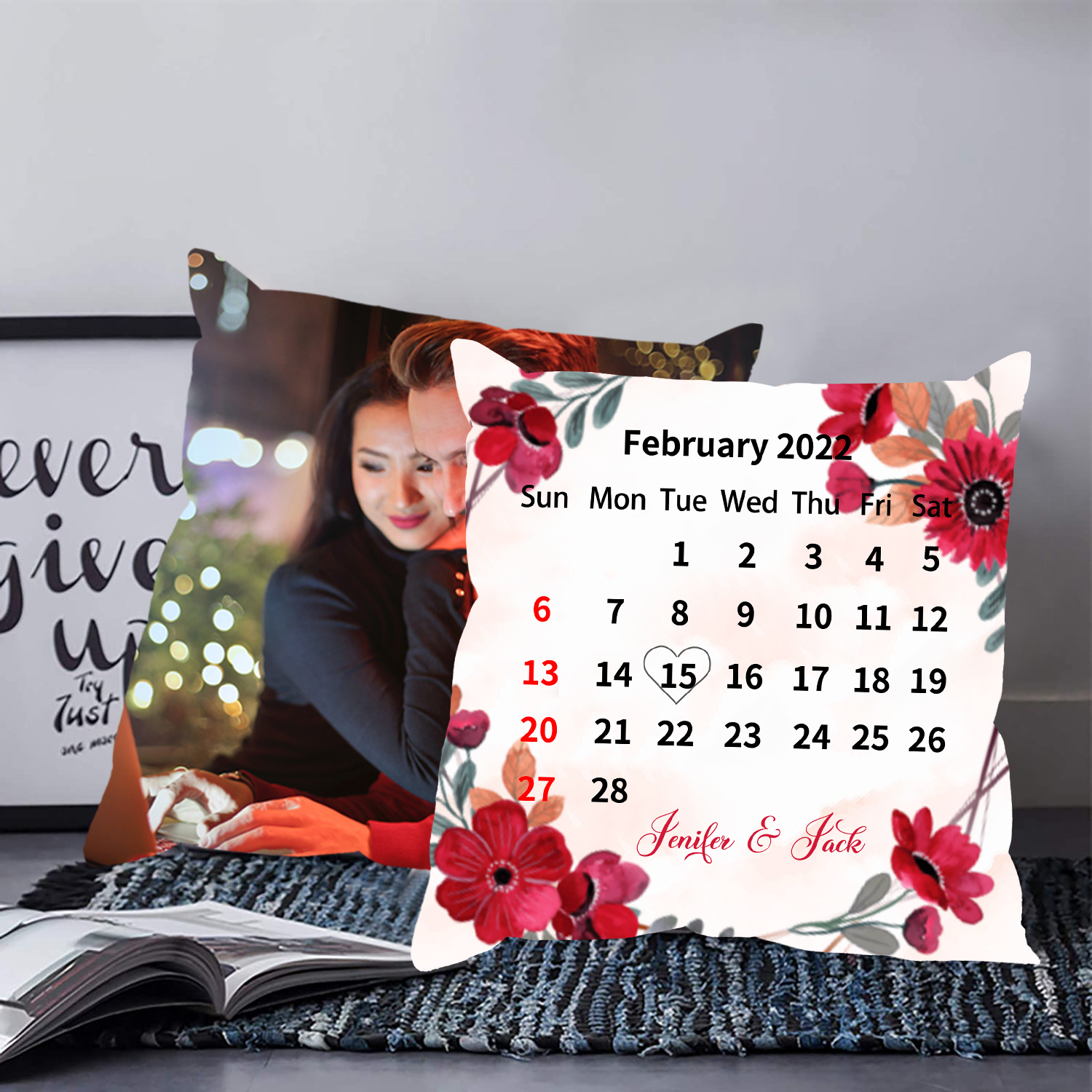 2 pcs Personalised Couple Pillow Case Engrave Photo Pillow Cover Sweet Gift For Her Him-Jessemade AU