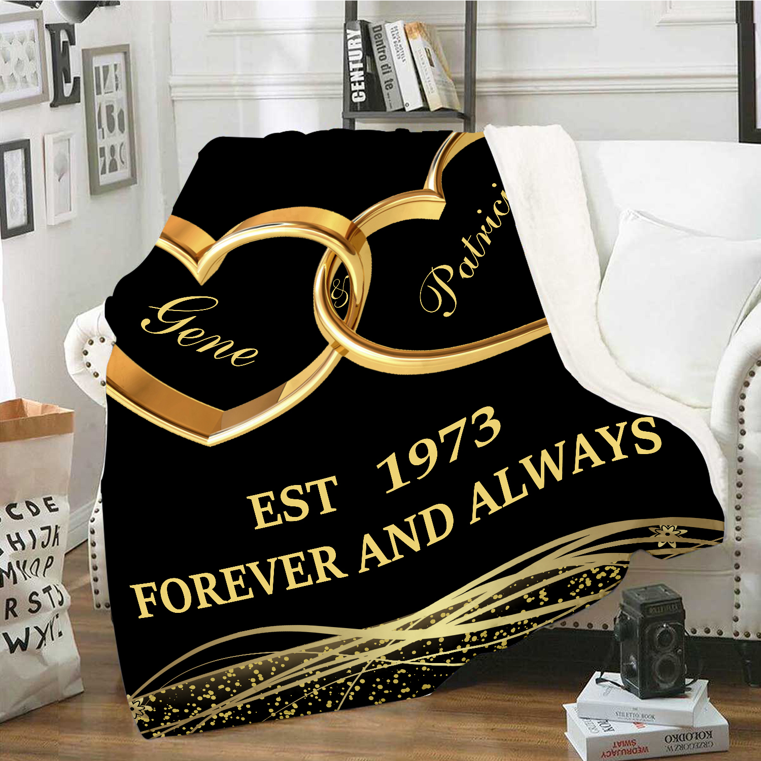Personalised Couple Blanket Customised 2 Names & Date Blanket Heart Valentine's Day Anniversary Gift for Couples-Jessemade AU